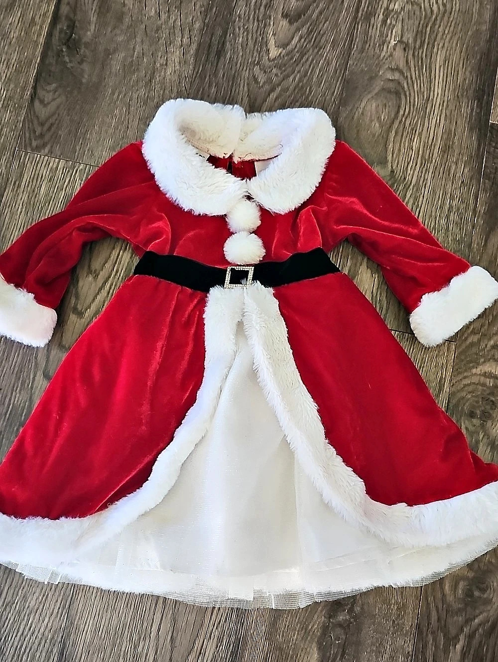 BLUEBERi boulevard Mrs Claus Santa Dress Velvet Toddler Holiday Baby 18M Festive